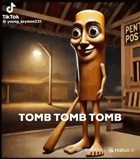 Tung with a caption and bat